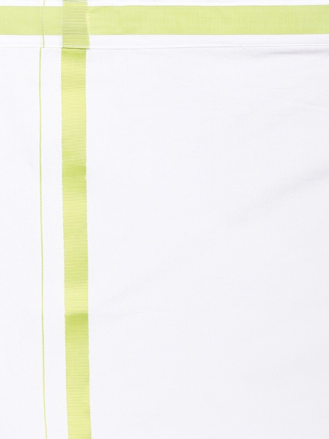 Sethukrishna Men Fluorescent Green & White Shirt with Dhoti - Image 7