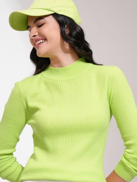 Tokyo Talkies Women Green Solid Pullover