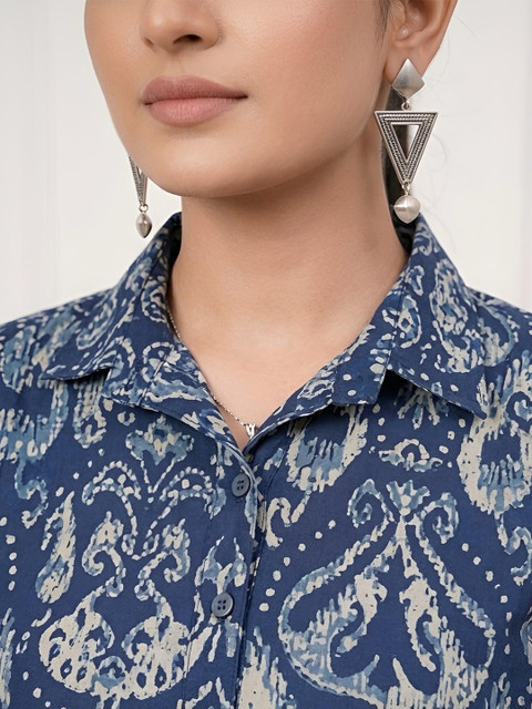 SZN Women Blue & White Printed Co-ords Set - Image 2