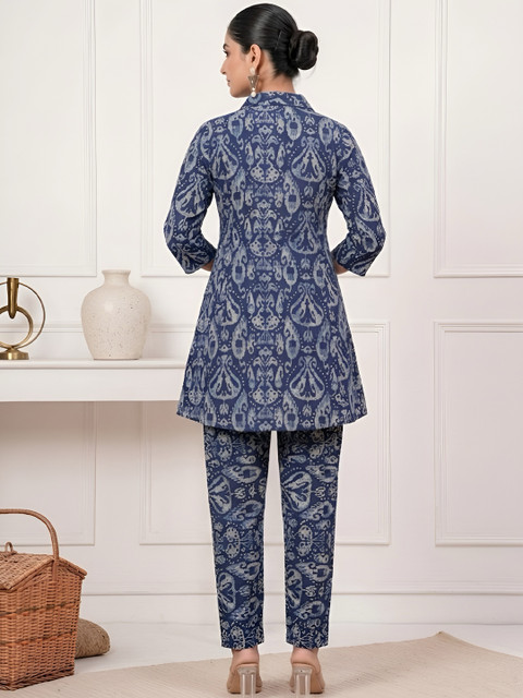 SZN Women Blue & White Printed Co-ords Set - Image 4