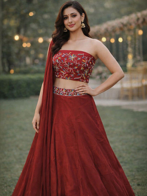 Warthy Ent Embroidered Sequinned Ready to Wear Lehenga & Unstitched Blouse With Dupatta