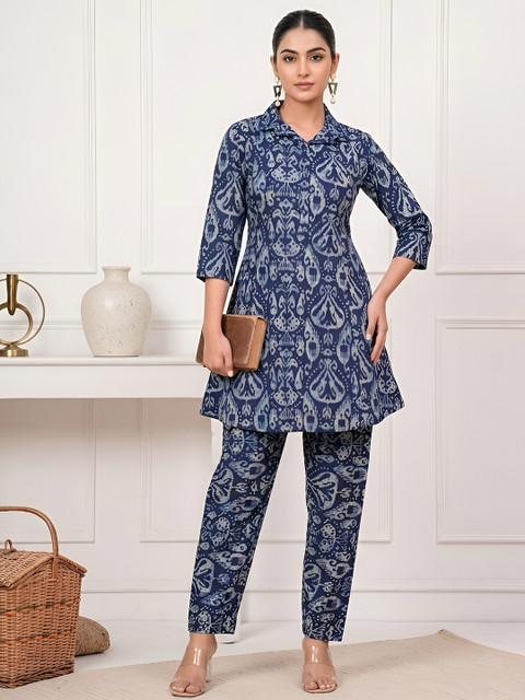 SZN Women Blue & White Printed Co-ords Set - Image 5