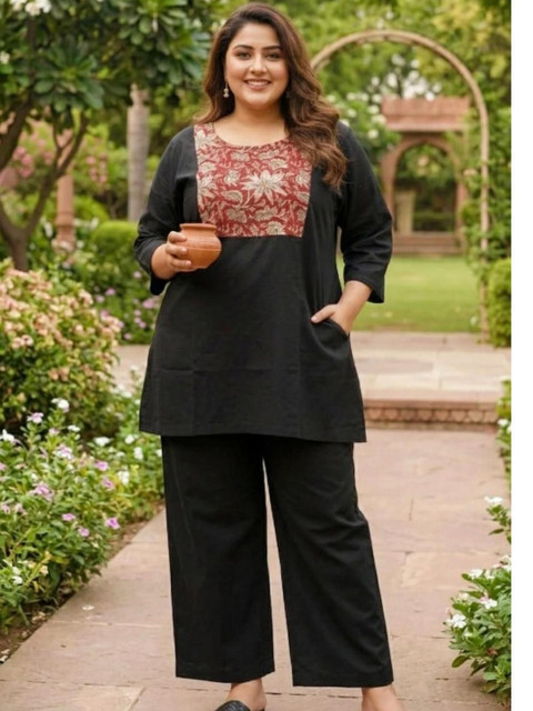 KALINI Cotton Printed Top with Trousers