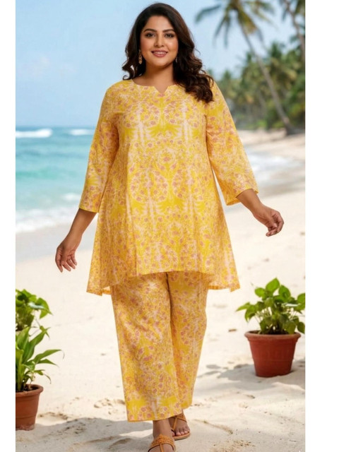 KALINI Cotton Printed Top with Trousers