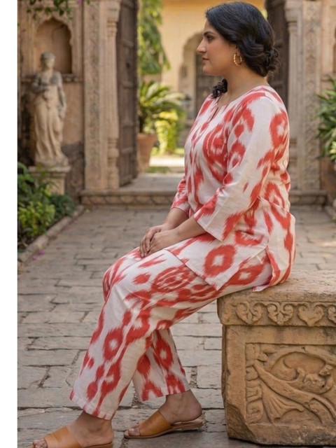 KALINI Cotton Printed Top with Trousers