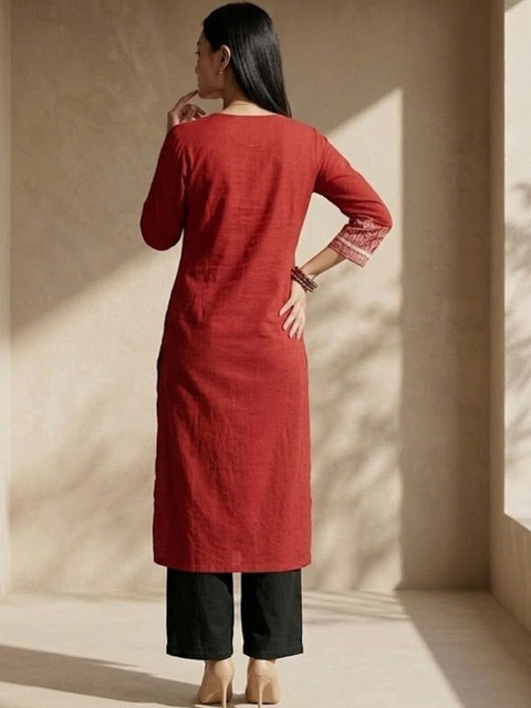 Varanga Women Ethnic Motifs Embroidered Thread Work Kurta - Image 5