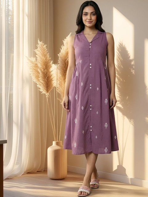 KALINI Embroidered Fit & Flare Dress