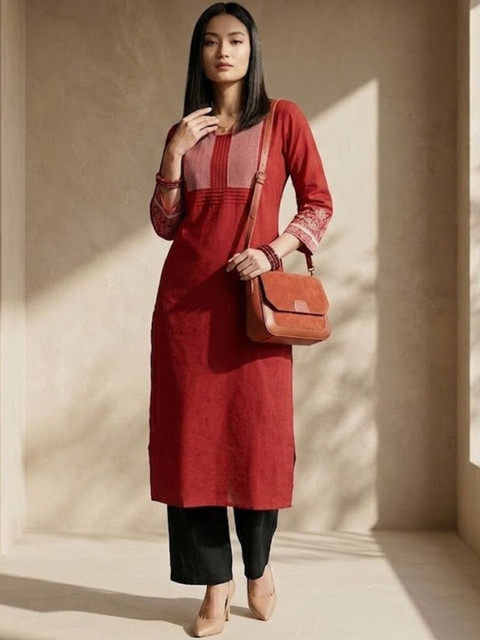 Varanga Women Ethnic Motifs Embroidered Thread Work Kurta - Image 2