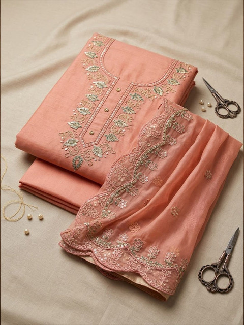 Varanga Embroidered Unstitched Dress Material - Image 3