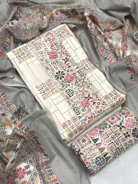 SILKORA Printed Pure Cotton Unstitched Dress Material - Image 3