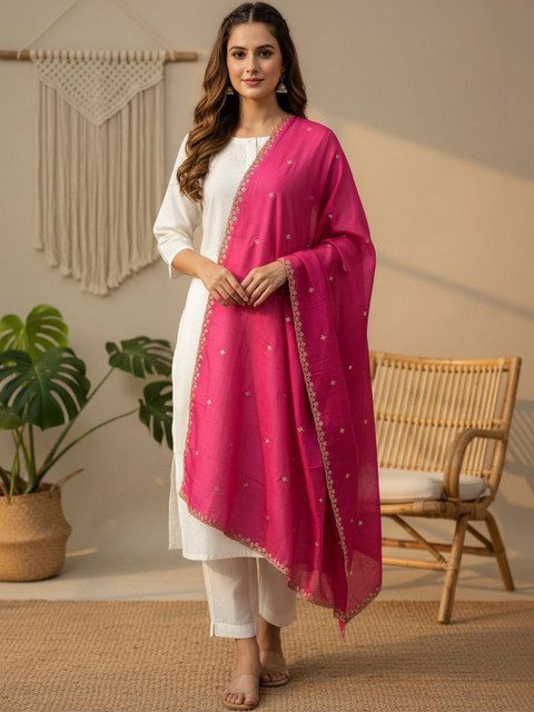 Komurr Butti Style Embroidered Sequence Work And Elegant Border Design Dupatta