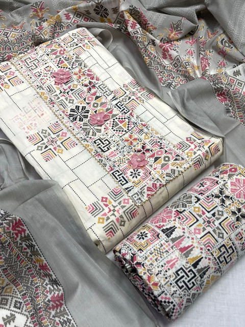 SILKORA Printed Pure Cotton Unstitched Dress Material