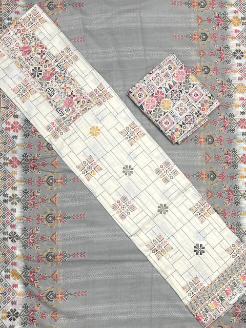 SILKORA Printed Pure Cotton Unstitched Dress Material - Image 2