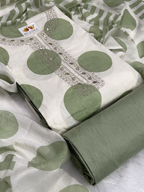 SILKORA Printed Pure Cotton Unstitched Dress Material