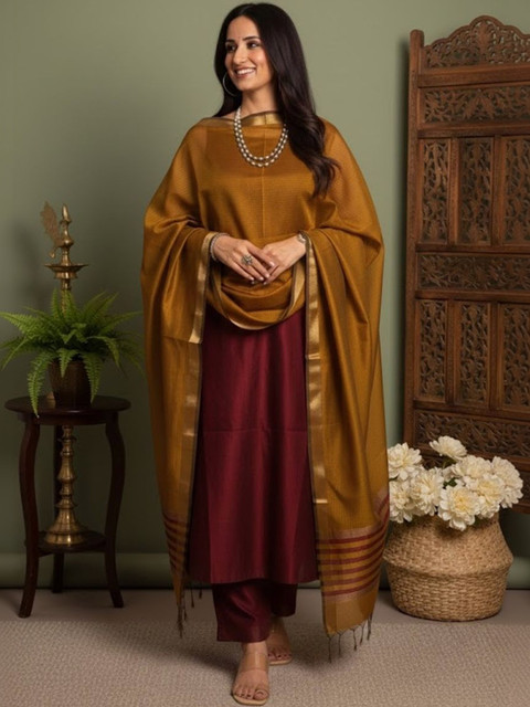Sangria Zari Unstitched Dress Material - Image 3