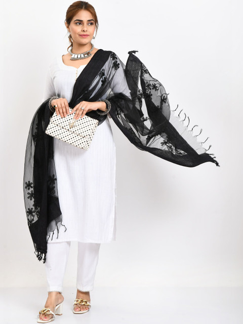 MOEZA Embroidered Organza Dupatta with Thread Work - Image 2