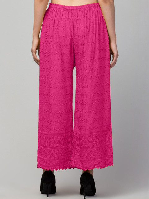 SHAUKIYA Women Ethnic Motifs Embroidered Flared Knitted Ethnic Palazzos - Image 3