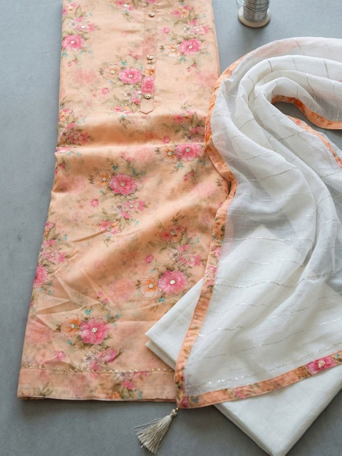 Meena Bazaar Printed Unstitched Dress Material - Image 2