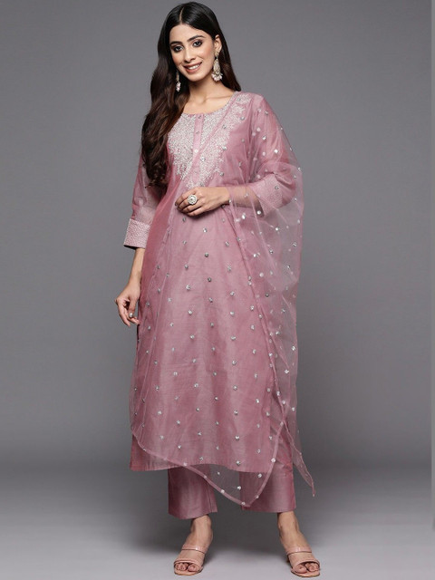 SURUKH Women Ethnic Motifs Embroidered Regular Sequinned Kurta with Pyjamas & With Dupatta - Image 2