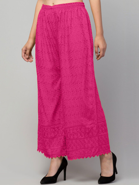 SHAUKIYA Women Ethnic Motifs Embroidered Flared Knitted Ethnic Palazzos - Image 2