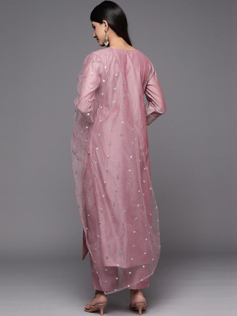 SURUKH Women Ethnic Motifs Embroidered Regular Sequinned Kurta with Pyjamas & With Dupatta - Image 5