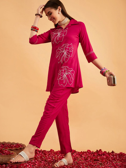 Sangria Embroidered Top with Trousers - Image 3