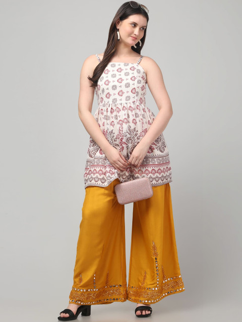 SHAUKIYA Women Embellished Flared Knitted Ethnic Palazzos - Image 5