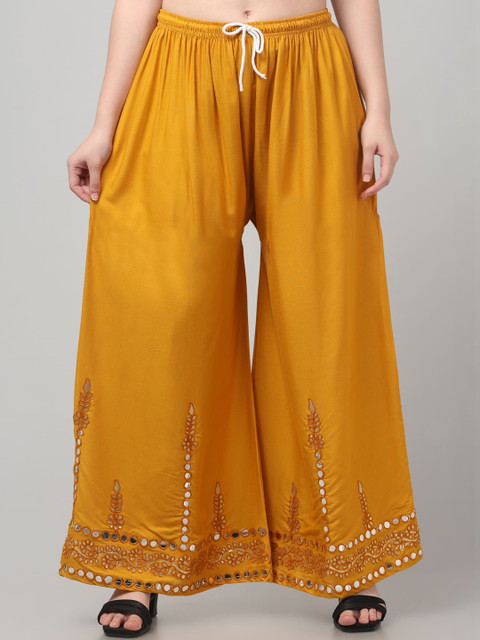 SHAUKIYA Women Embellished Flared Knitted Ethnic Palazzos