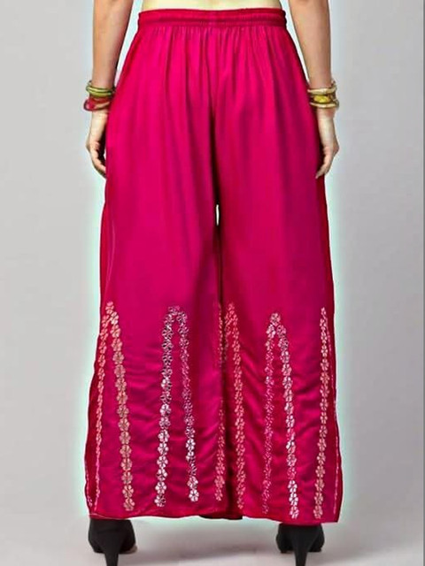 Thrifty Thread Women Embellished Flared Knitted Ethnic Palazzos - Image 2