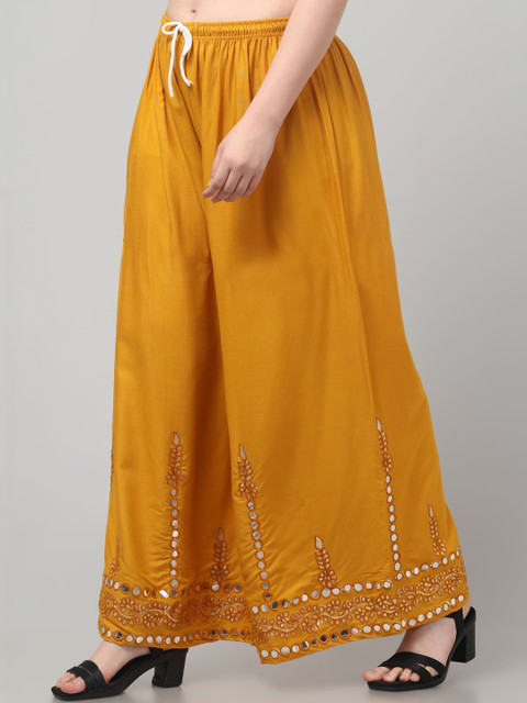 SHAUKIYA Women Embellished Flared Knitted Ethnic Palazzos - Image 2