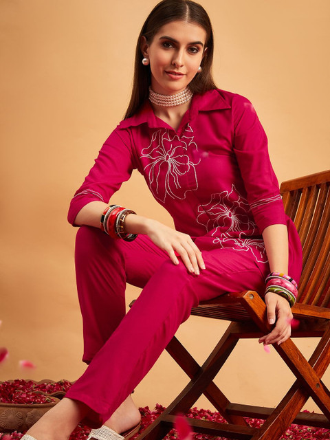 Sangria Embroidered Top with Trousers - Image 7