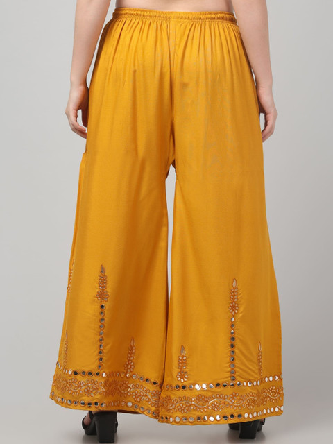 SHAUKIYA Women Embellished Flared Knitted Ethnic Palazzos - Image 4