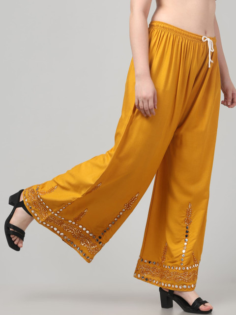 SHAUKIYA Women Embellished Flared Knitted Ethnic Palazzos - Image 3
