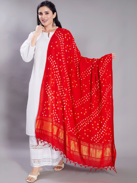 KALINI Printed Bandhani Dupatta with Zari