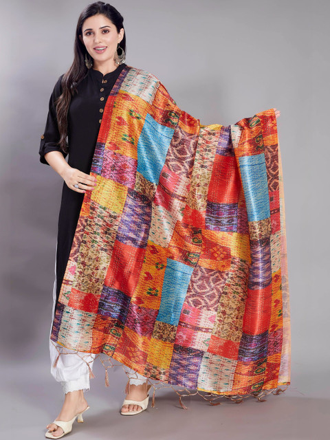 KALINI Ethnic Motifs Woven Design Art Silk Dupatta with Thread Work