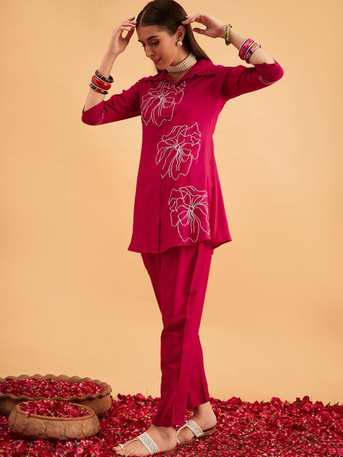 Sangria Embroidered Top with Trousers - Image 4