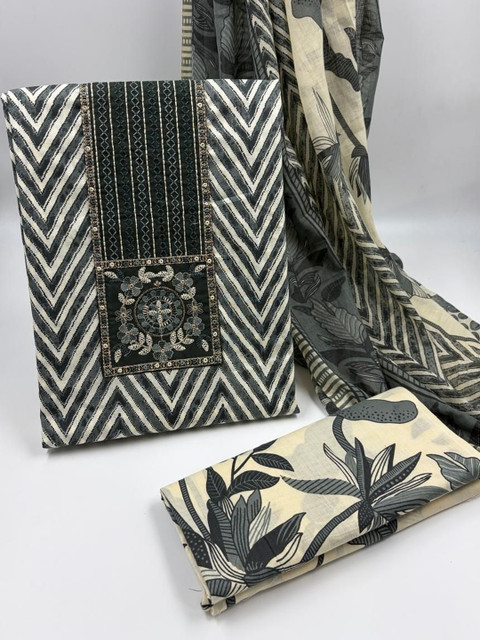 M S MODERN SUPER Printed Unstitched Dress Material - Image 3