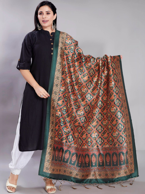 KALINI Ethnic Motifs Printed Art Silk Dupatta