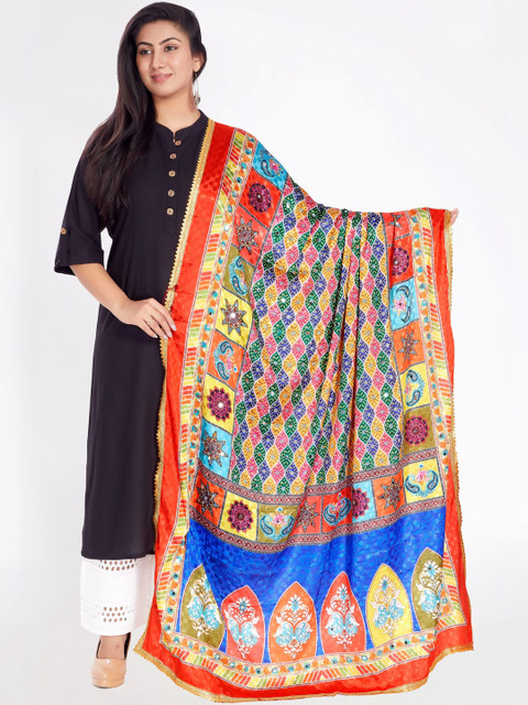 KALINI Ethnic Motifs Printed Art Silk Dupatta