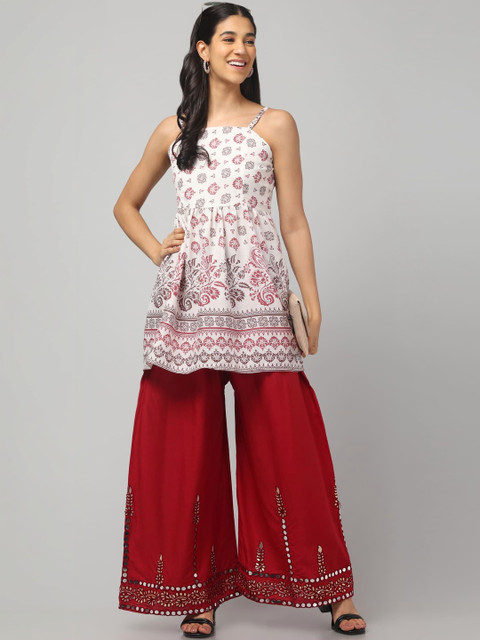 SHAUKIYA Women Ethnic Motifs Embellished Flared Knitted Ethnic Palazzos - Image 5