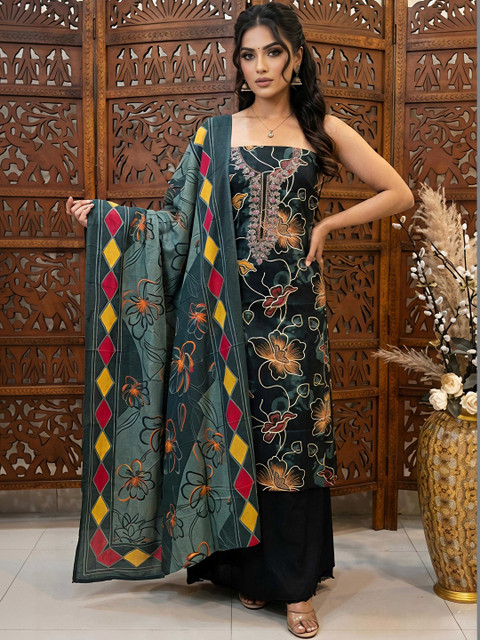The Weavers Shop Printed Pure Cotton Unstitched Dress Material