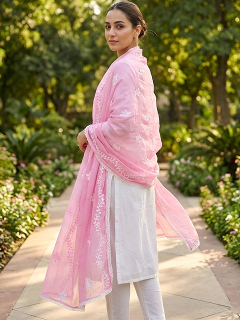 MUFFLY Embroidered Dupatta with Thread Work - Image 3
