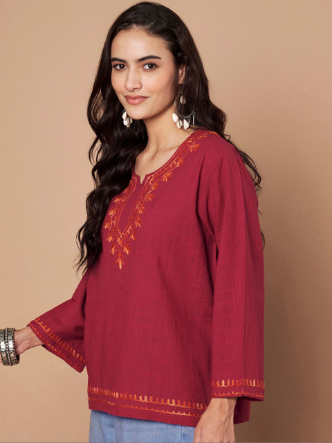 Zamour Women Embroidered Thread Work Kurta - Image 3