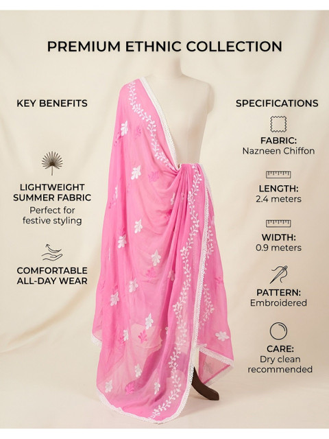 MUFFLY Embroidered Dupatta with Thread Work - Image 5