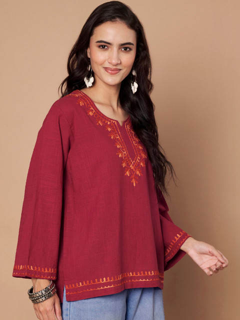 Zamour Women Embroidered Thread Work Kurta - Image 4