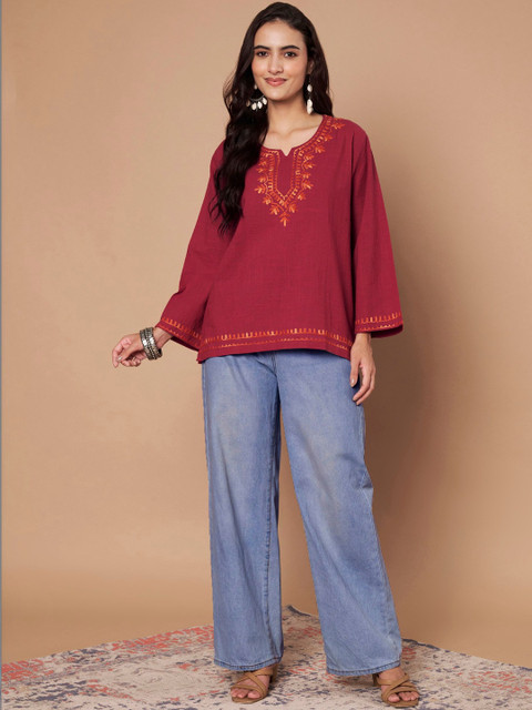 Zamour Women Embroidered Thread Work Kurta - Image 2