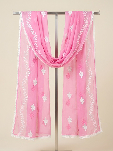 MUFFLY Embroidered Dupatta with Thread Work - Image 4