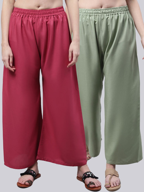KALINI Women 2 Flared Ethnic Palazzos