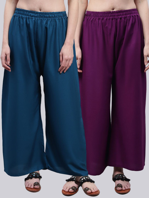 KALINI Women 2 Flared Ethnic Palazzos