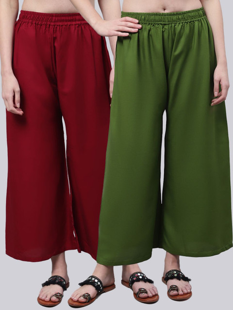 KALINI Women 2 Flared Ethnic Palazzos